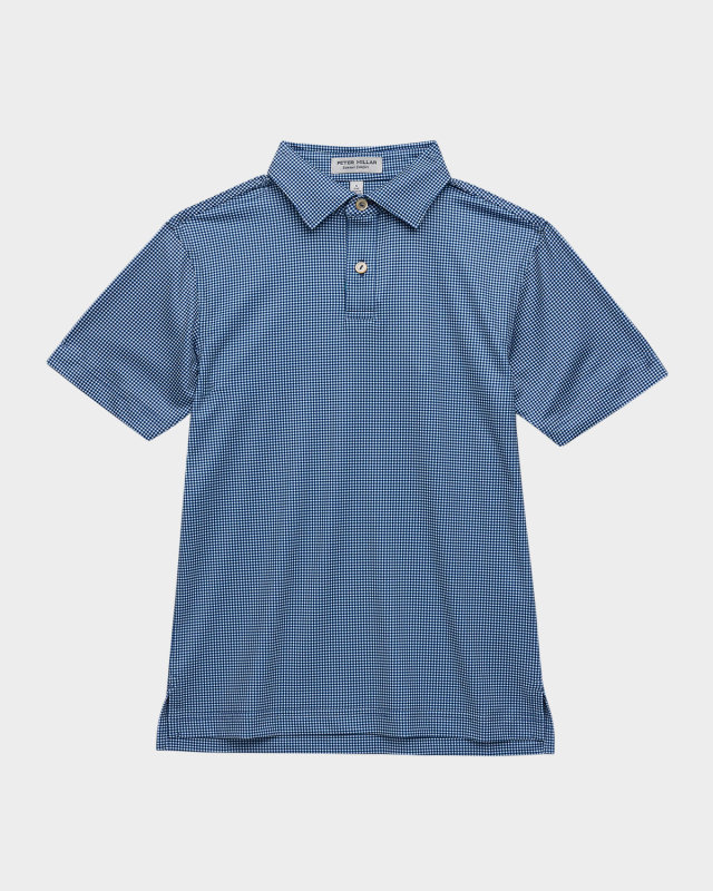 Boy's Gingham Youth Performance Jersey Polo, Size XS-XL
